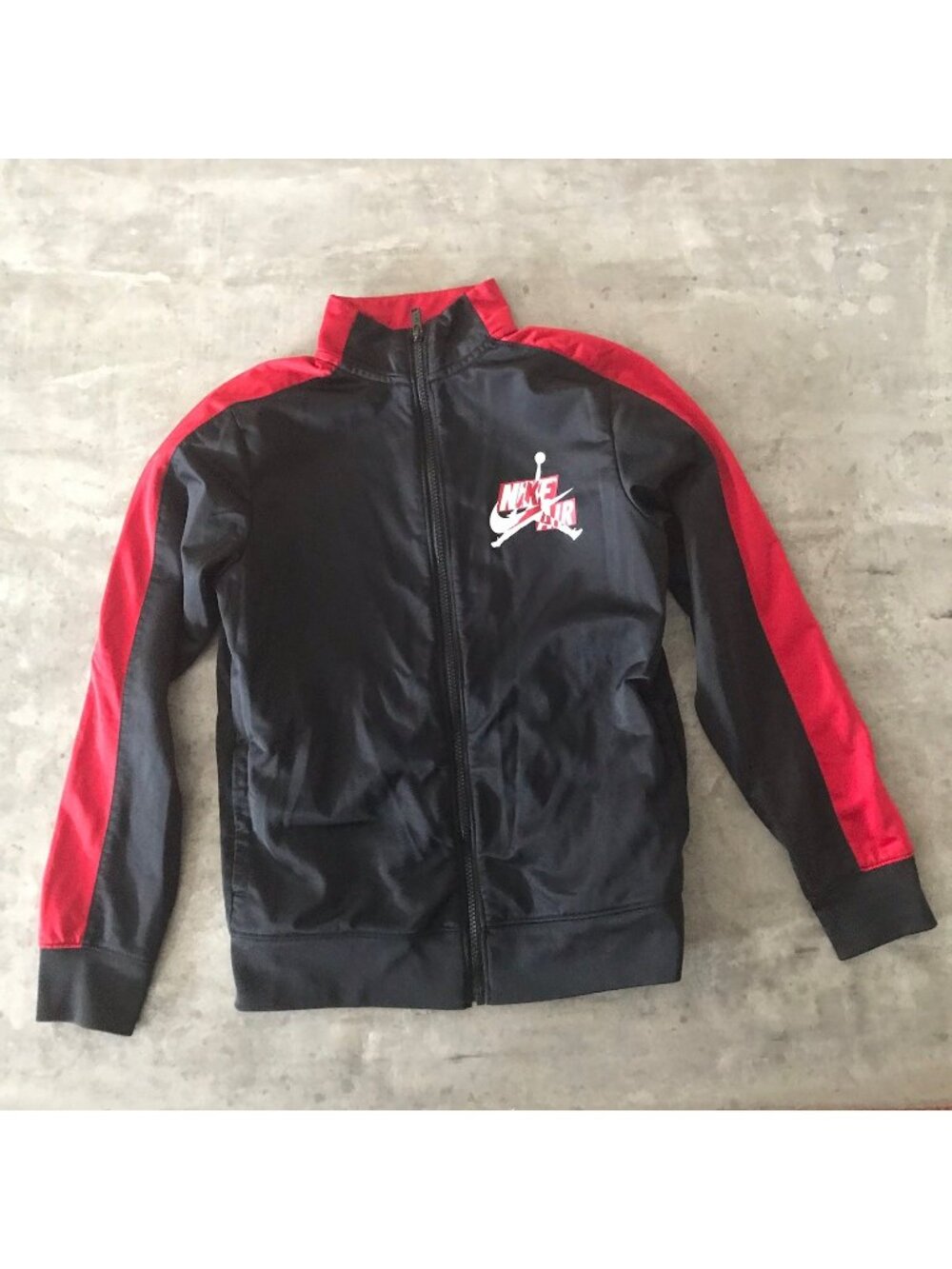 Nike Air Jordan Track Jacket Boy Large 12 13 Black Red Full Zip Jumpman Logo Y2K